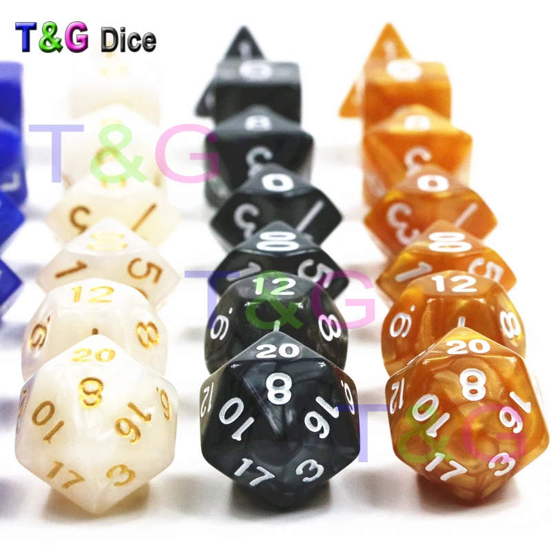 Набор игральных костей с мраморным эффектом высокого качества D4 d6 d8 d10 % d12 d20 игра