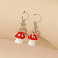 2021 a pair of new fashion ladies sweet and fresh handmade simulation mushroom long pendant acrylic earrings jewelry gift