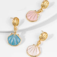 new style golden shell earrings holiday dripping earrings chic earrings mermaid earrings bridal wedding earrings womens jewelry