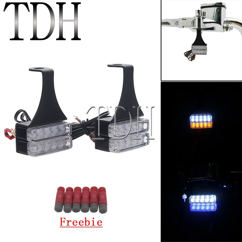 

Пара 12V мотоцикл указатели поворота Водонепроницаемый Мини светодиодный Янтарный синих огней, для кафе, для гоночного скутера ATV индикаторы...