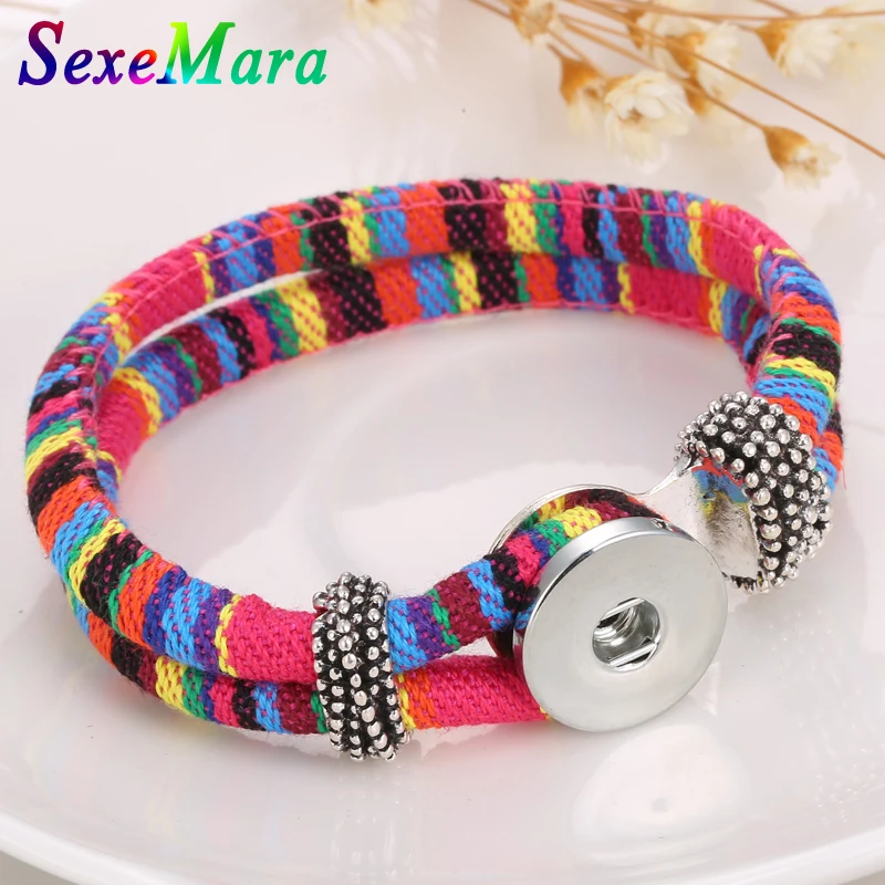 Браслет с кнопками застежками браслет ручной работы из хлопка и льна в богемном