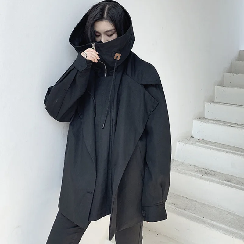 LANMREM Женская Осенняя Новинка оверсайз зеленая Черная куртка индивидуальная ниша