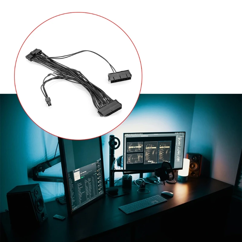 24Pin двойной блок питания шнур на X адаптер материнской платы соединительный