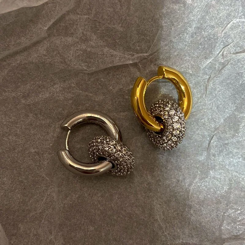 

Timeless Wonder Gorgeous Zirconia 2 Tone Hoops Earrings Women Designer Jewelry Top Runway Detachable Ins Emo Rare Gift New 2263