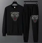 Спортивный костюм мужской с круглым вырезом, кофта с капюшоном в стиле хип-хоп, со стразами, брендовая одежда для осени и зимы