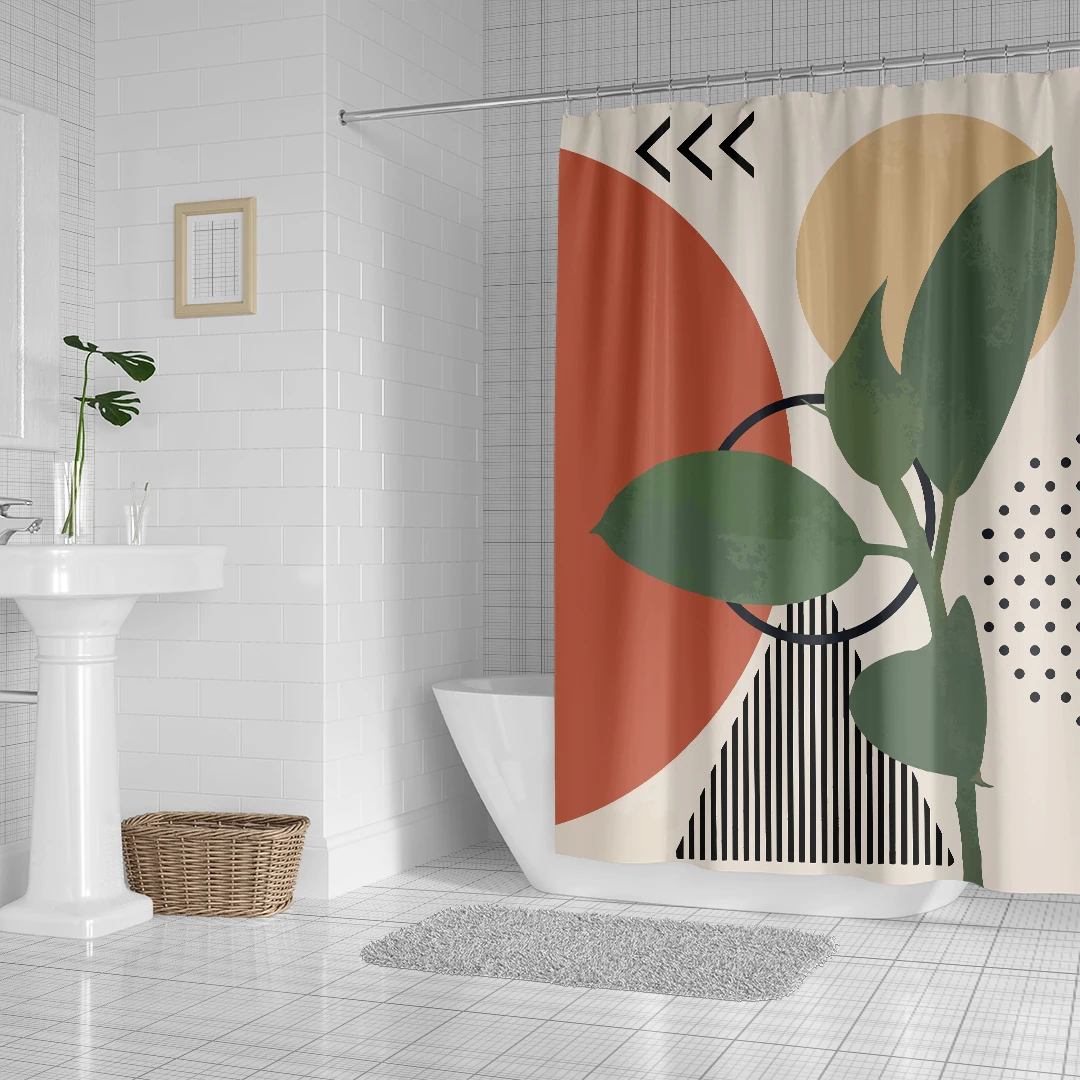 

Европейские стильные водонепроницаемые занавески с принтом растений, шторы для ванной из полиэстера