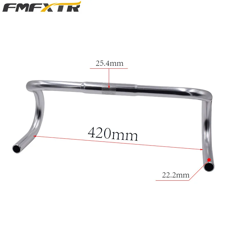 Silver 25.4x420mm FMFXTR руль велосипеда 25,4 алюминиевый сплав рукоятка для дорожного велосипеда изогнутый руль сверхлегкий руль - Цвет: Silver 25.4x420mm