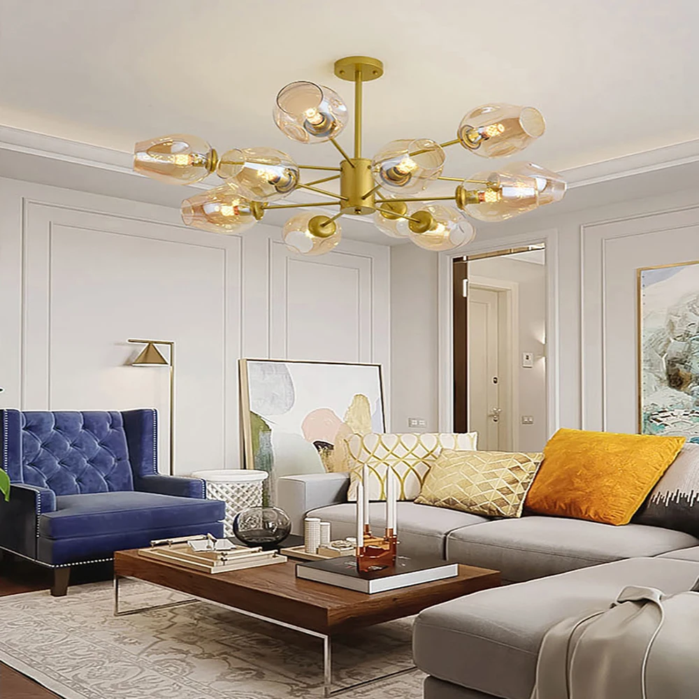 

Modern Luxury LED Glass Chandelier Lighting Dining Living Room Decoration Lamp,Kitchen Hanging Lights Home Decor Indoor Fixtures