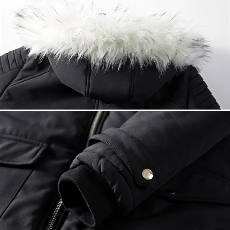 Зимние длинные куртки мужские с меховым воротником ветровки Утепленные Пальто