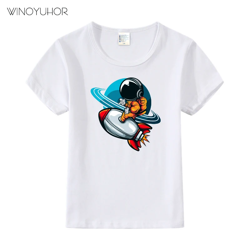 

Детская футболка Космос галактика астронавт ракета 2023 модная футболка для мальчиков и девочек с забавным принтом детские футболки топы