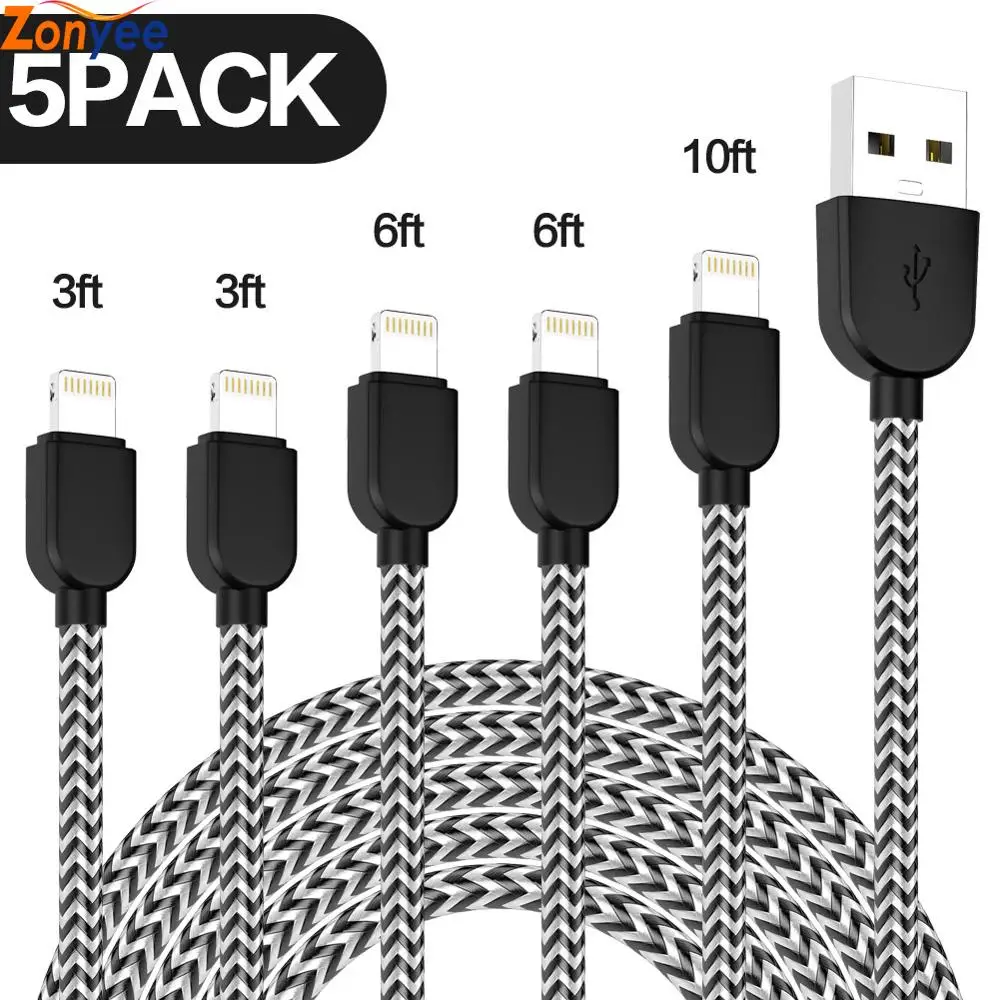 Кабель usb type C 5 шт. в упаковке (3/3/6/футов) с нейлоновой оплеткой кабель USB быстрое
