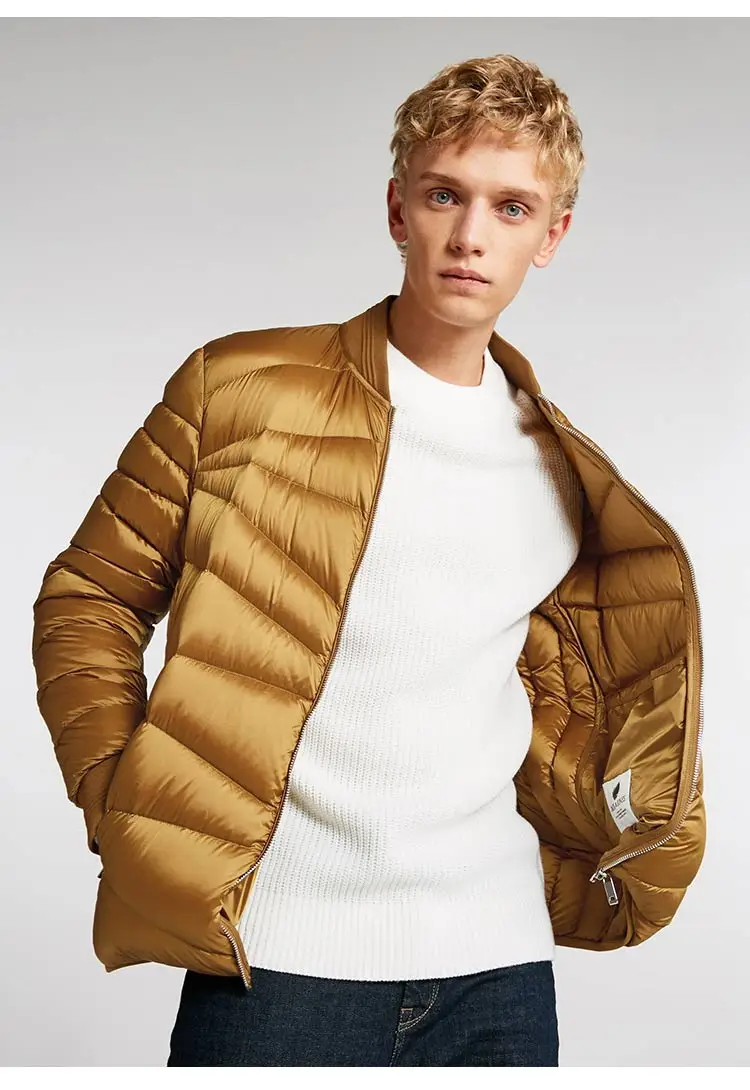 JackJones Для мужчин зимняя куртка Бейсбольным воротником короткая теплая куртка-пуховик 218412507