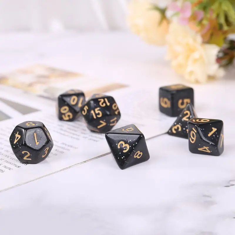 7 шт./компл. акриловые многогранные кубики для трпг Настольная игра DND D4 D20