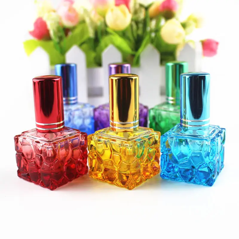 10 шт./лот мл цветные квадратные стеклянные флаконы для духов многоразовый