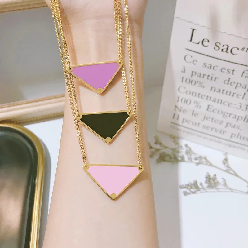 

European And American Popular Luxury Brand Inverted Triangle Necklace Fashion Simple Clavicle Necklace Charm Woman Jewelry