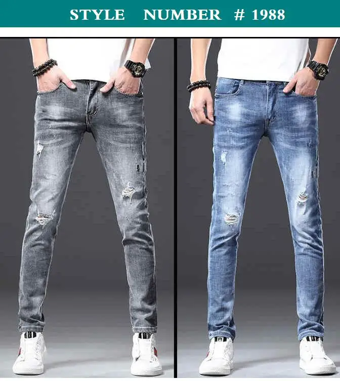 More Styles  Men Jeans Male Hole Jeans Pants Feet Slim Men Casual Jeans Slim Stretch Jeans Classic Denim Pants