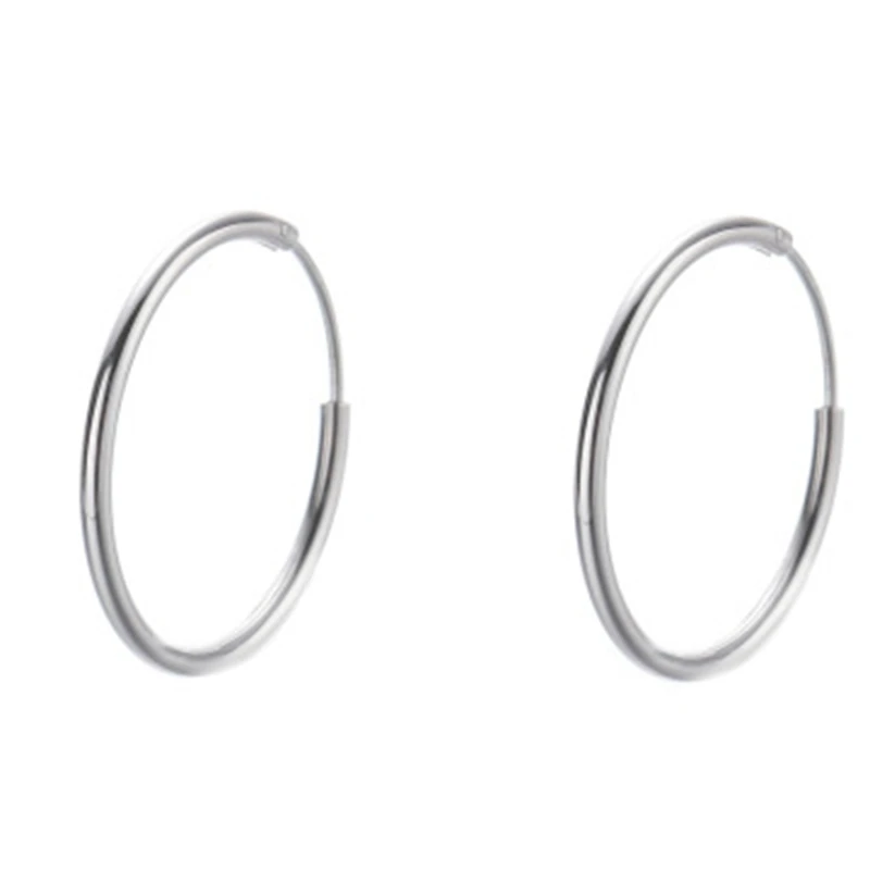 

2Pairs/Lot " Fake One Penalty Ten " 925 Sterling Silver Ear Buckle Geometric Design Round Simple Earring Ring Jewelry