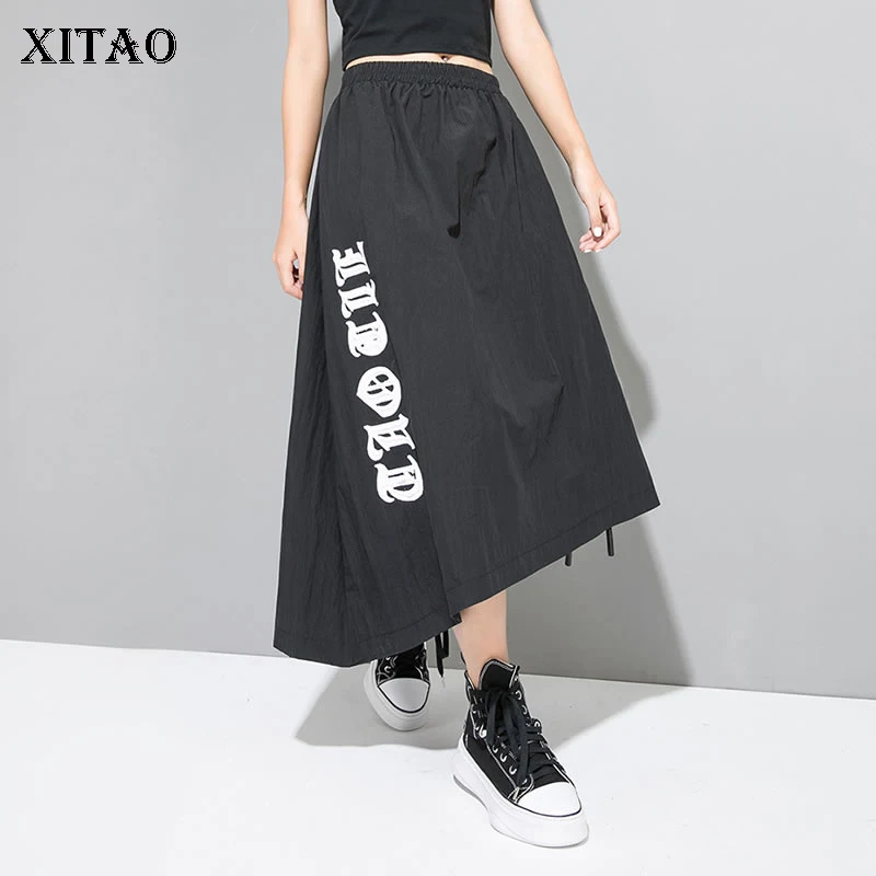 XITAO Асимметричная бандажная юбка с буквенным принтом женская одежда высокой