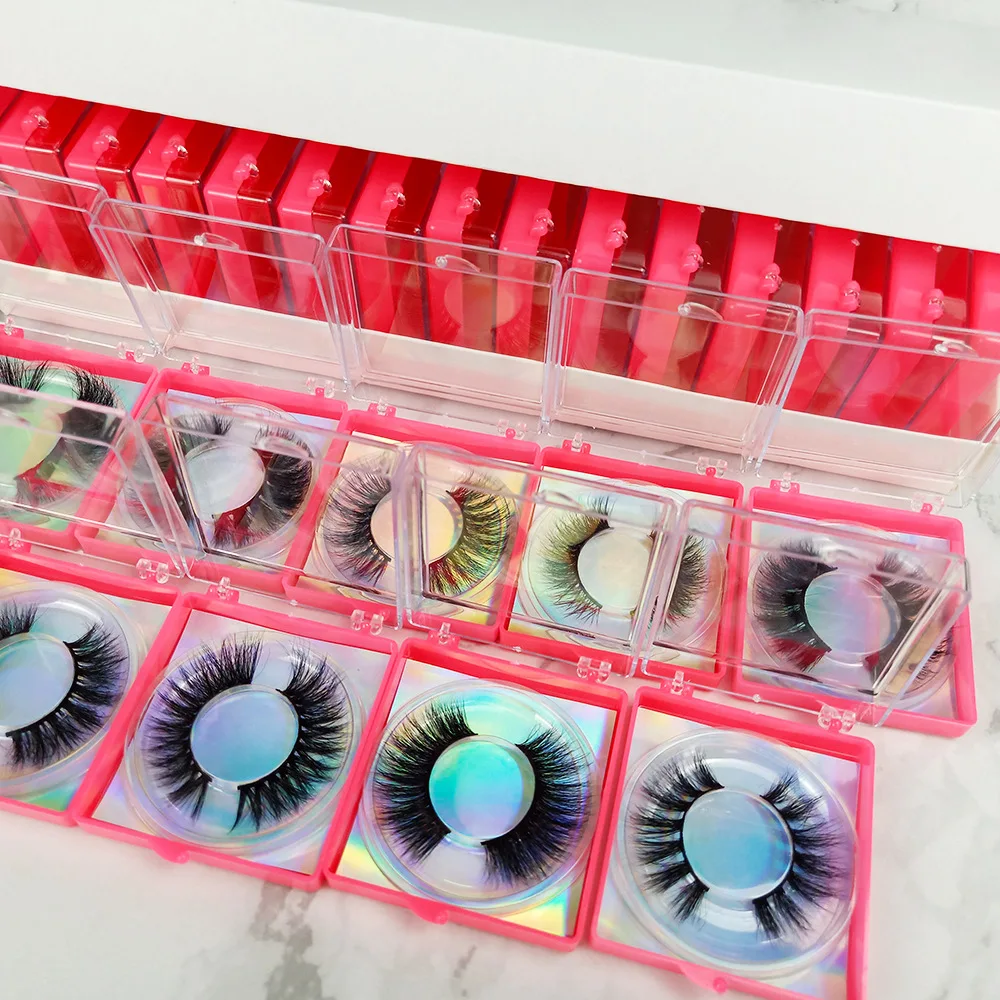 

5d Real Mink Fur False Eyelashes in Bulk Wholesale Cruelty Free Fake Lash Laser Card Square Box Case Packaging