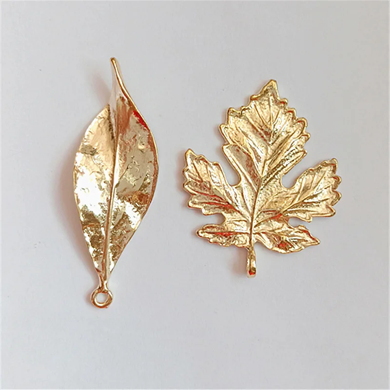 10 шт./лот креативные пуговицы из сплава с подвесками в виде золотого листа
