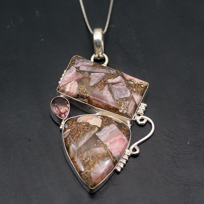 Модные ювелирные изделия Уникальный новый натуральный Родохрозит 925