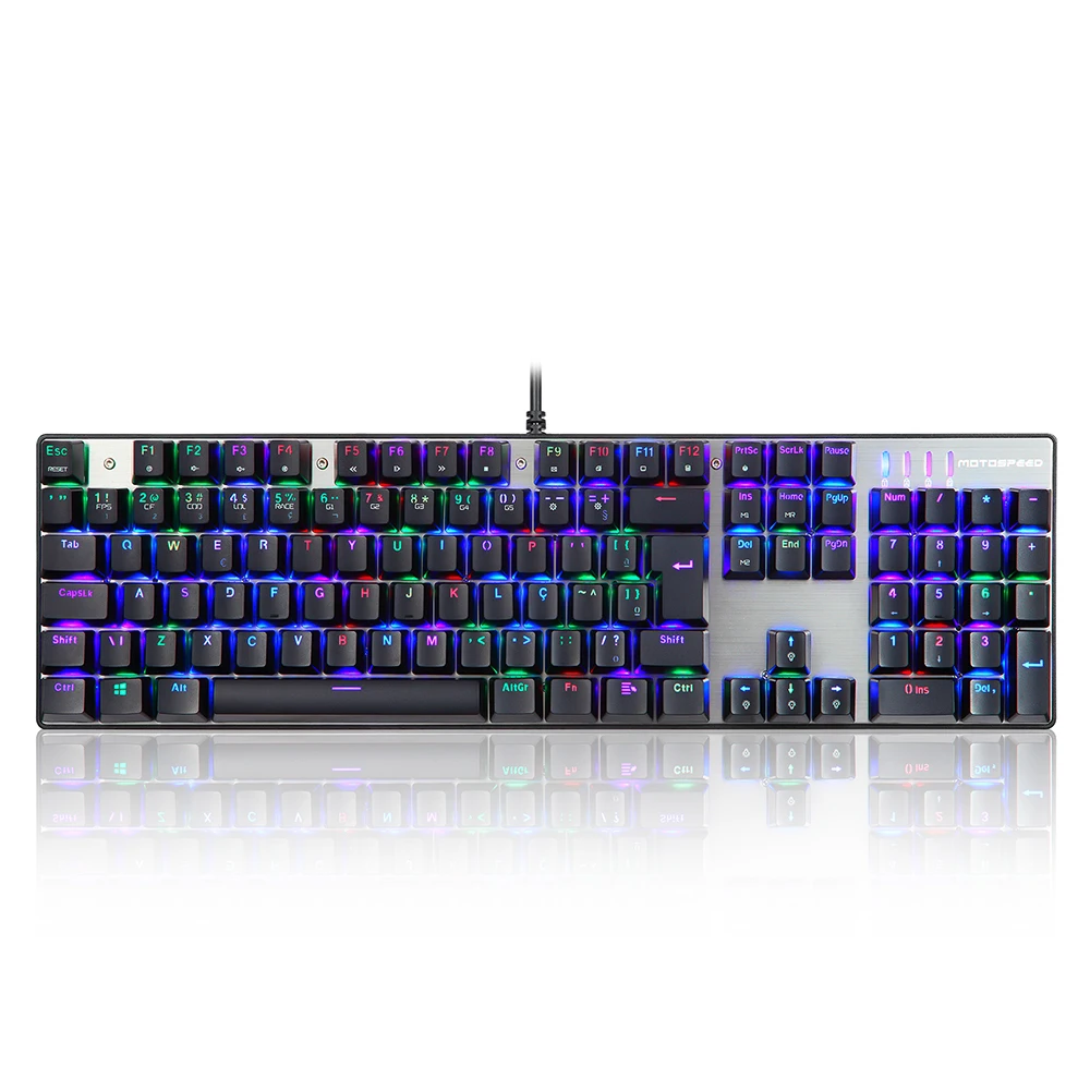 

MOTOSPEED CK104 Mechanical Gaming Keyboard Wired USB Colorful LED Backlight Gaming Keyboard with 104 Keys for Portuguese