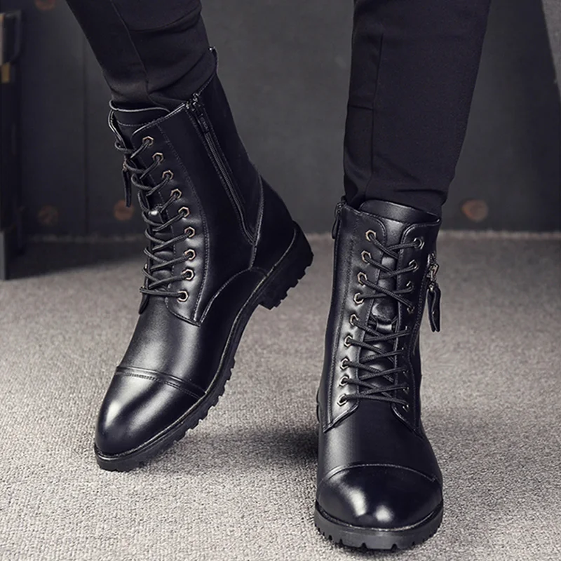 Мужские повседневные мотоциклетные высокие ботинки в английском стиле для