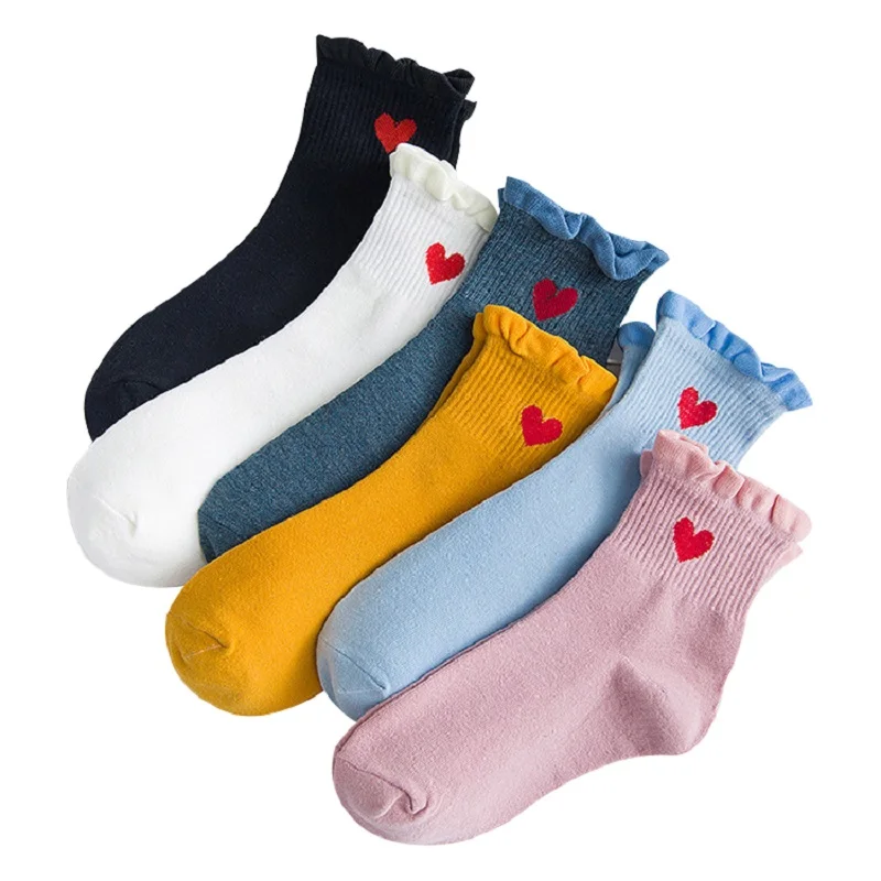 

Cute Kawai Cartoon Women Combed Cotton Socks Women Funny Heart-Shaped Socks Casual Crimping носки Harajuku College style