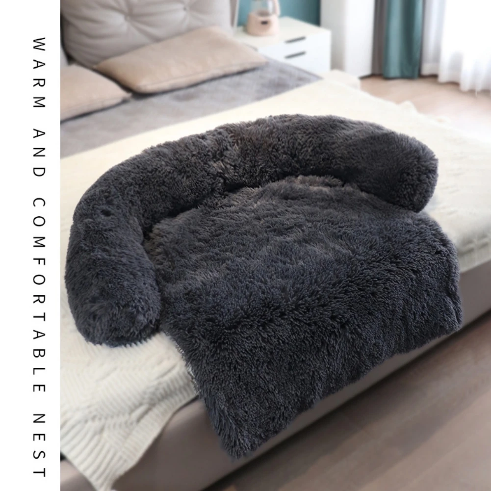 

Диван-кровать для собаки, пушистый домик для питомца, диван-коврик, длинный плюшевый теплый конур, подушка для питомца, кошки, щенка, моющеес...