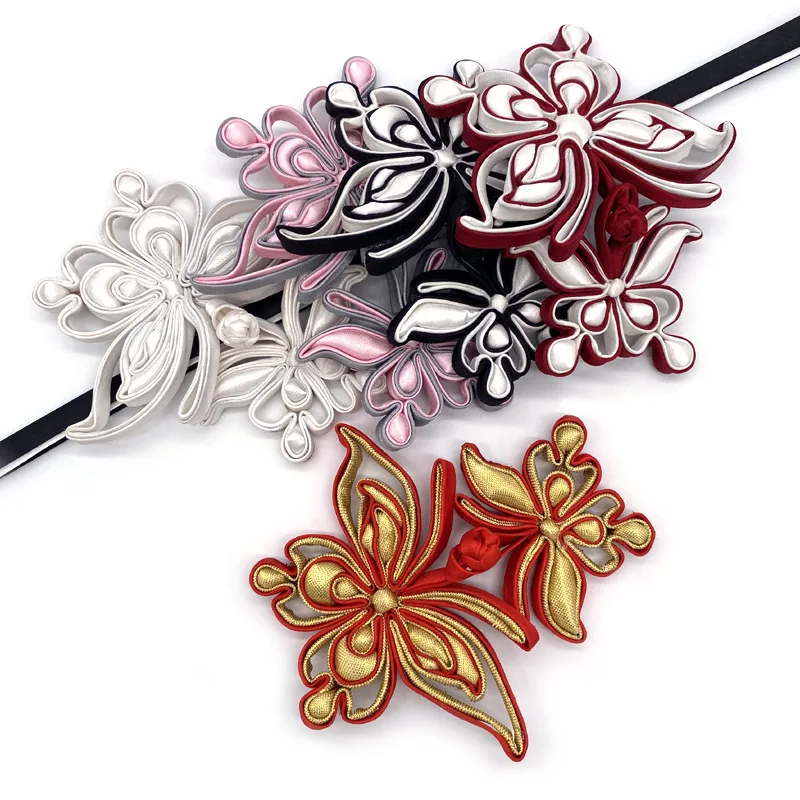 Китайские кнопки ручной работы с застежкой бантиком 1 пара хлопковые тканевые