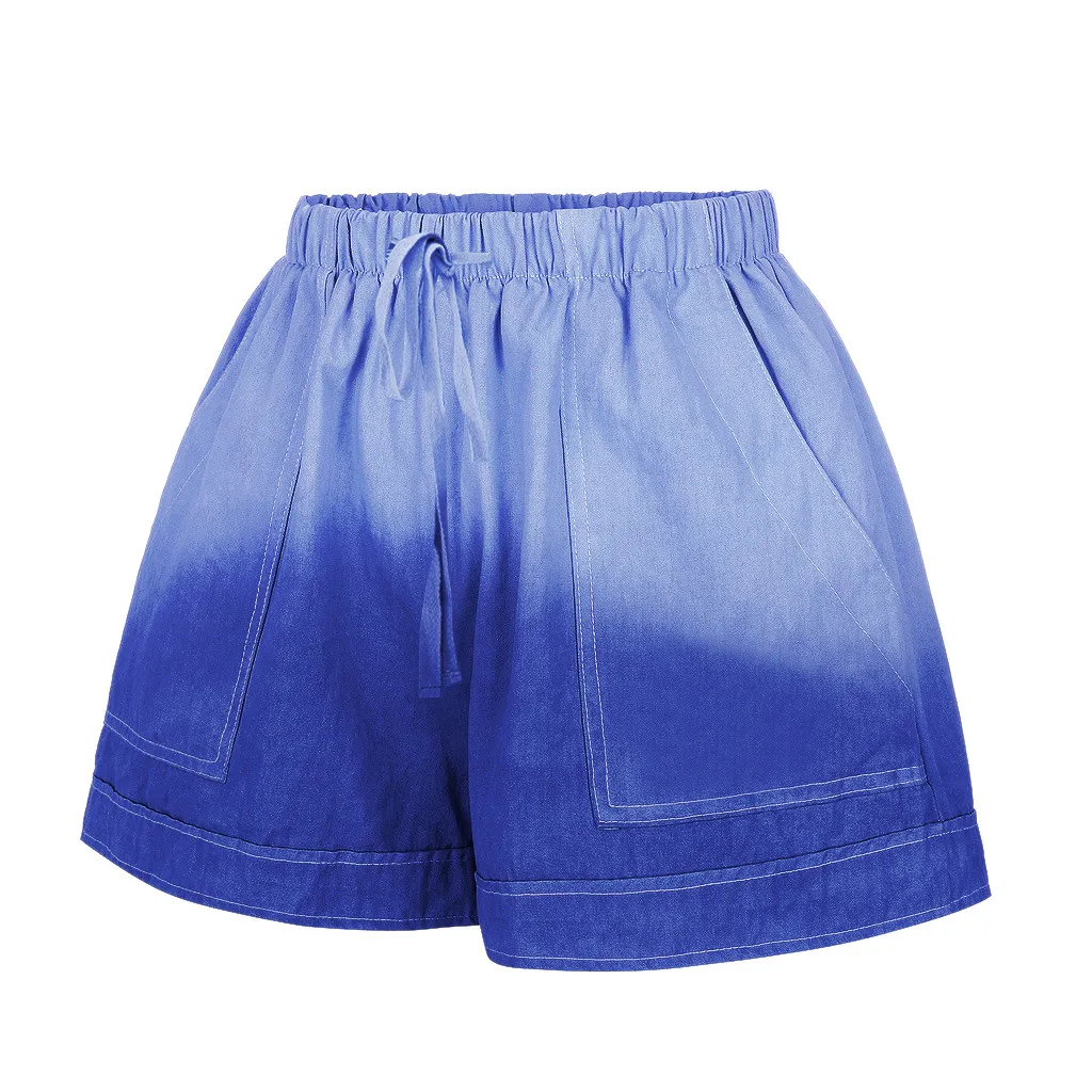 

Womens Short femme Comfy Summer Tie-Dye Shorts Drawstring Elastic High Waist Loose Casual Shorts pantalones cortos de mujer 2020