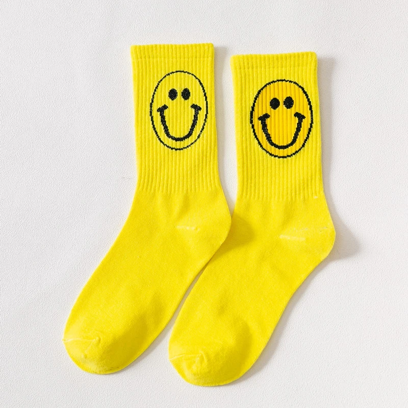 

Harajuku Women's socks Autumn and winter female cute smiling face cartoon all cotton medium tube female socks Japanese lovely