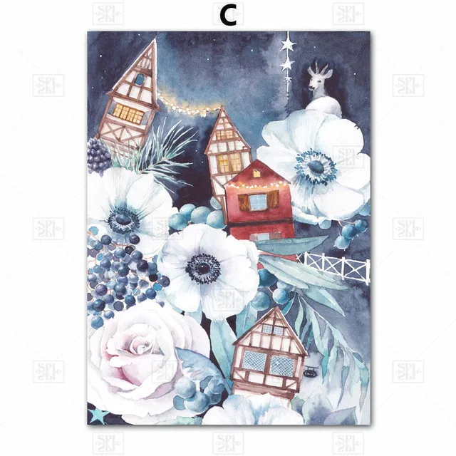 

Cartoon Whale Deer Flower Wall Art Canvas Painting Nordic Posters and Prints Wall Pictures Baby Kids Room Home Decor