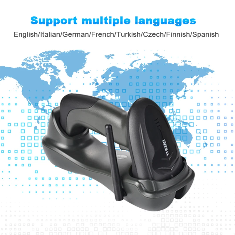 Ручной беспроводной сканер штрих кода 32 бит 4 Мб 1D 2D считыватель кодов QR PDF417