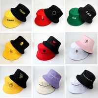 women bucket hats embroidered double sided fisherman hat korean style solid hot sell outdoor fishing bucket hat zz 337 1