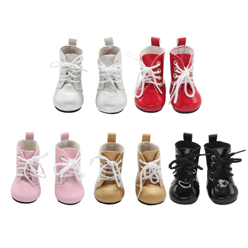 

7CM 1Pairs Of Shoes For 18 Inch Doll Toys Stylish Miniature Doll Shoes Cartoon Doll Winter Bandage Boots Sneackers Accessories