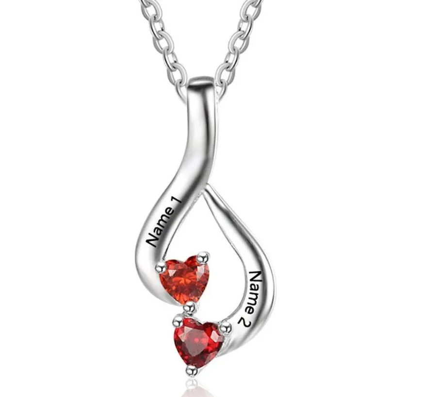 

custom engraved necklace sterling silver necklace with birthstone valentine's day gift necklace for women