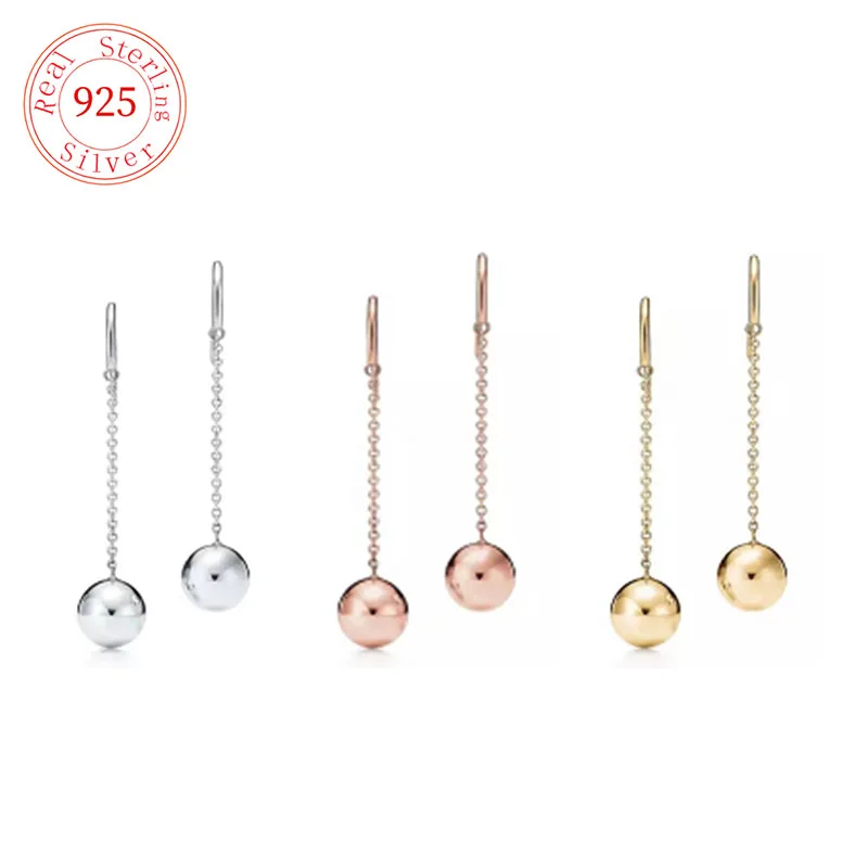 

925 Sterling Silver High Quality Round Women's Tif Earrings Fashion Luxury Jewelry Anniversary Holiday Gift