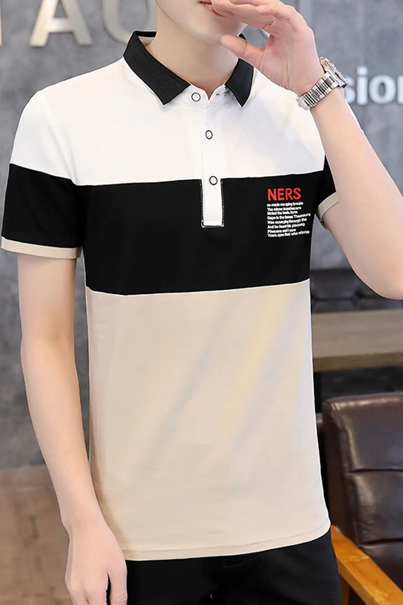 

Short-sleeved T-shirt Men's 2021 Summer New Korean Style Trendy Compassionate Men's Cotton Half-sleeved Lapel Trendy Brand Polo
