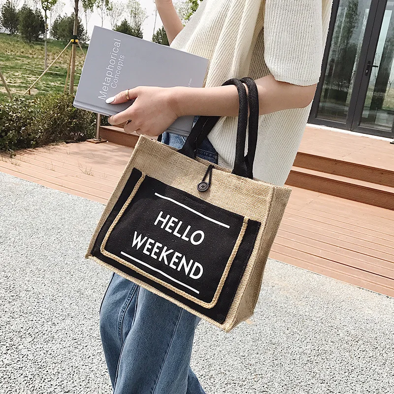 

High Quality Women Linen Luxury Tote Large Capacity Female Casual Shoulder Bag Lady Daily Handbag Fresh Beach Shopping Bag
