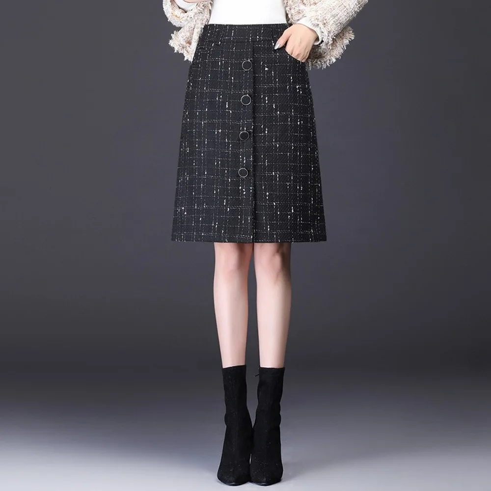 

Fashion Elegant Temperament Slim Fit Elastic High Waist Midi Jupe Femme Hip Sexy Slim Fit Plaid Splice Water Velvet Woman Skits