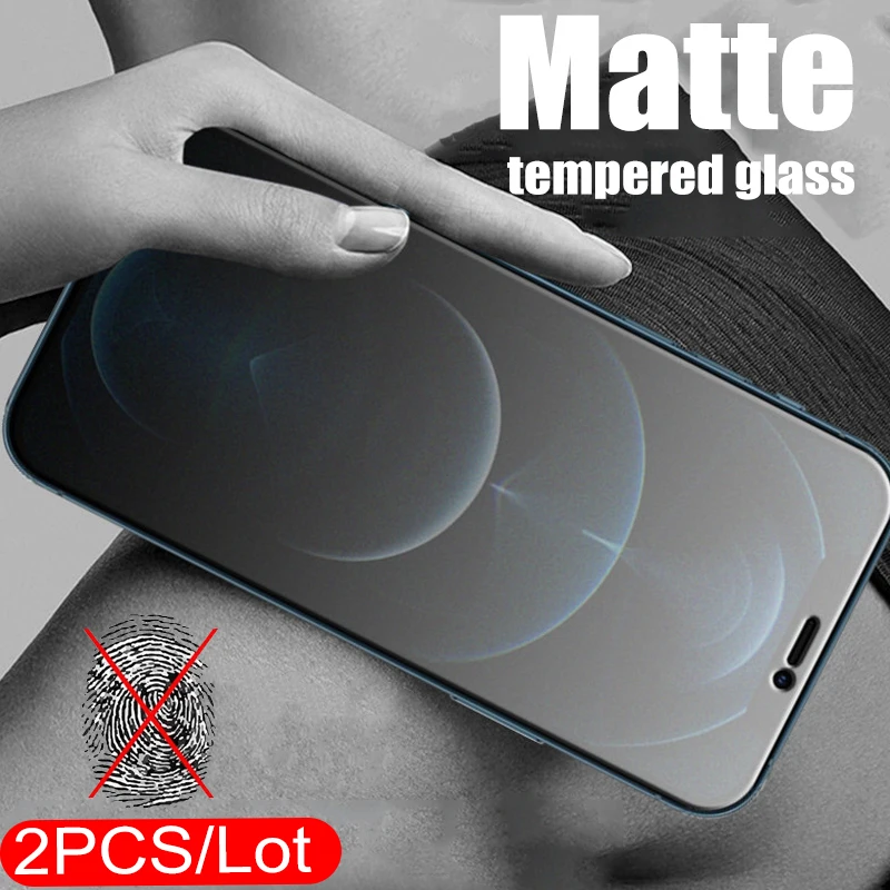 

No Fingerprint Matte Tempered Glass For iPhone 12 11 Pro Max Mini Screen Protector X XR XS 7 8 6 6S Plus SE 2020 Frosted Film
