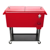 80 Quart Rolling Cooler Ice Chest Bar Cart with Wheels for Outdoor Patio Deck Party,Portable Backyard Party Drink Beverage Bar