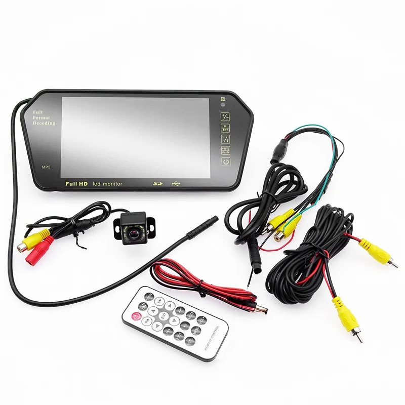 7'' Car Wireless MP5 Color LCD Bluetooth-compatible View Video Receiver Rear RCA View Parking Mirror Monitor Reversing Camera