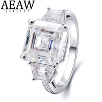 aeaw 5 5 carat asscher cut moissanite lab diamond ring excellent matching band ring for women solid 10k 14k 18k white gold