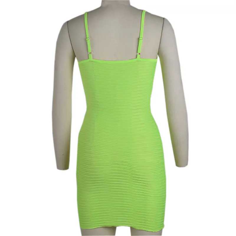 Lessverge ФЛУОРЕСЦЕНТНОЕ короткое летнее трикотажное платье женское неоновый