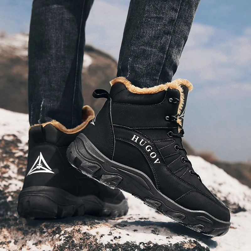 Классические брендовые кроссовки мужские высокие теплые меховые уличные