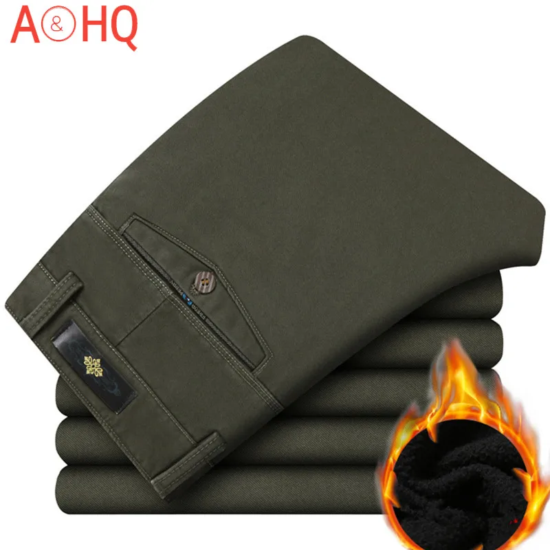 

Мужские утепленные брюки, повседневные длинные брюки цвета хаки, на флисе, зимние, 2021, 201