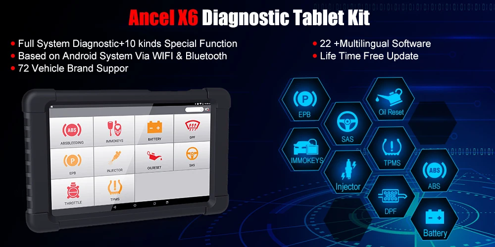 Ancel X6 Bluetooth OBD2 сканер ABS подушка безопасности масло EPB DPF Сброс Профессиональный OBD2 Автомобильный сканер бесплатное обновление автомобиля диагностический инструмент