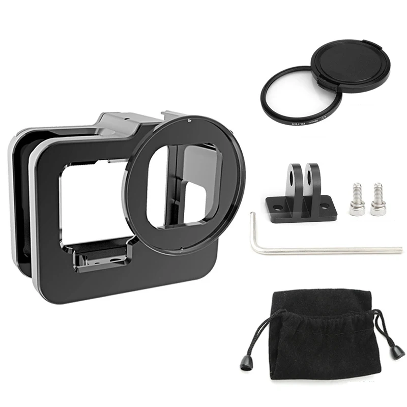

Защитный чехол из алюминиевого сплава для GoPro Hero 9, металлическая рамка + УФ-фильтр для объектива для Go Pro Hero9, черные аксессуары для камеры